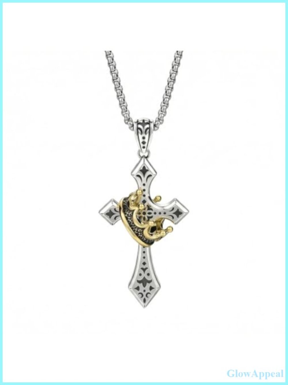 Stainless Steel Cross Necklace Detachable Crown Men's Chain Jewelry